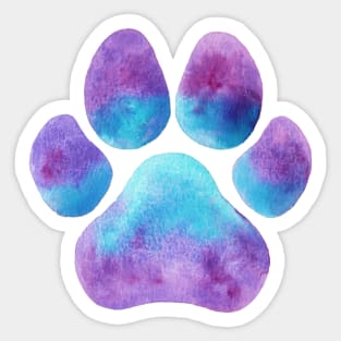 Purple Blue Paw Print Sticker